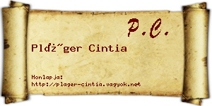Pláger Cintia névjegykártya